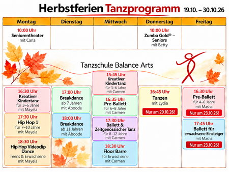 Herbstferien in der Tanzschule Balance Arts