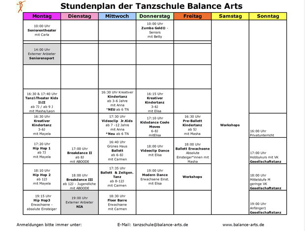 Stundenplan ab Oktober 2025